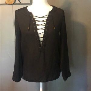 Lace up blouse